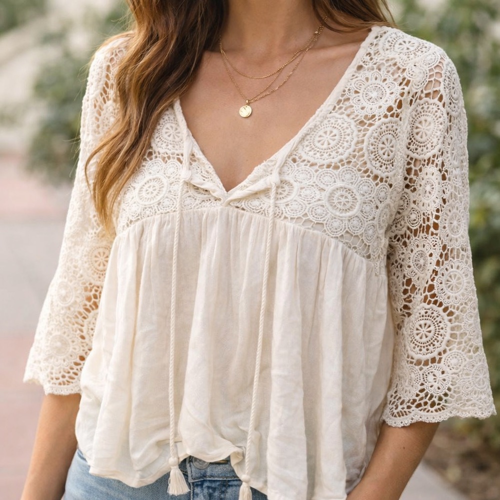 American Eagle 70s Style Boho Top